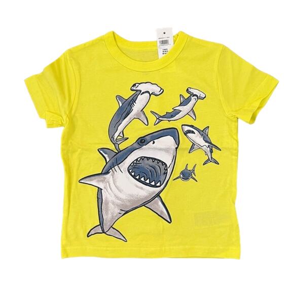 NWT GAP Toddler Yellow W/Grey Shark Graphic Crewneck T-Shirt - Picture 1 of 8
